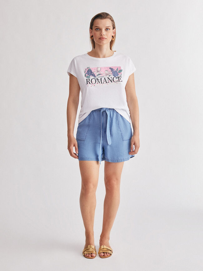 Camiseta manga corta con mensaje foil Blanco Optico