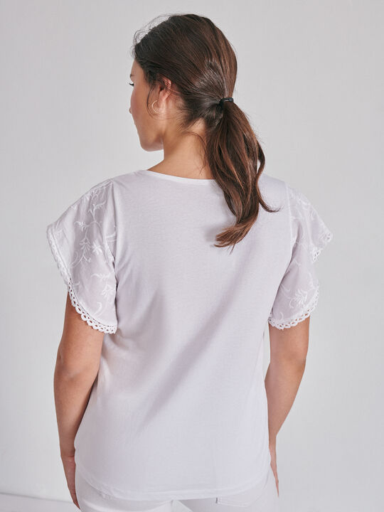 Camiseta combinada bordado Blanco Optico image number null