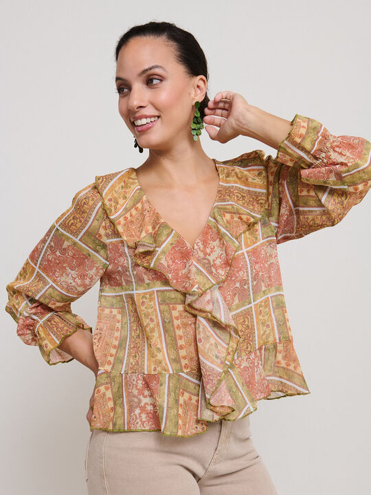 BLUSA ROMANTICA VOLANTES Crudo image number null