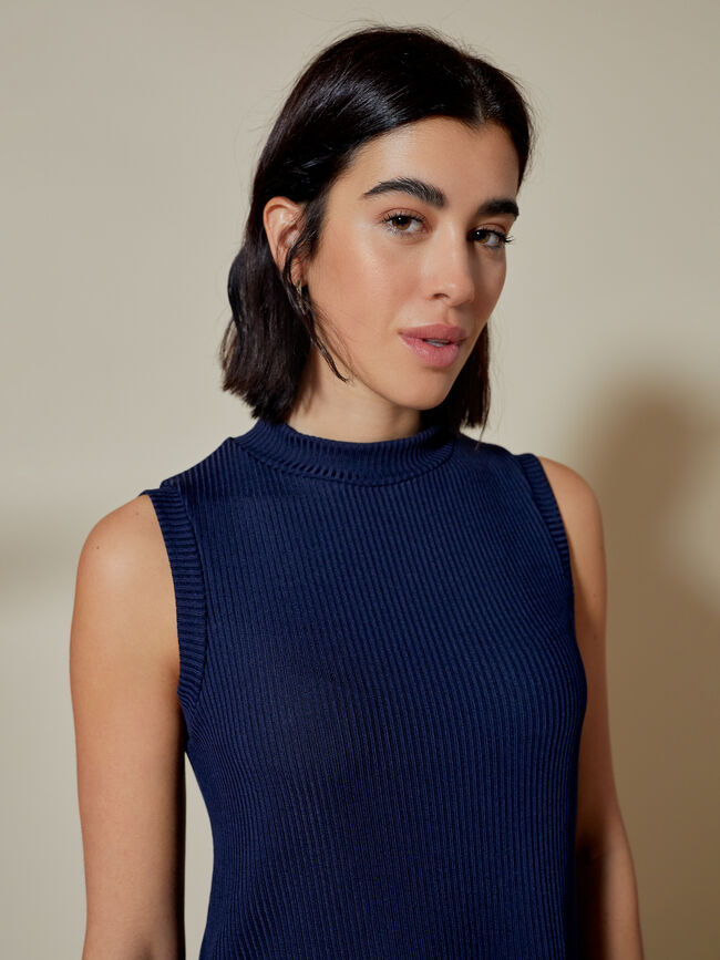 top cuello perkins Azul Marino