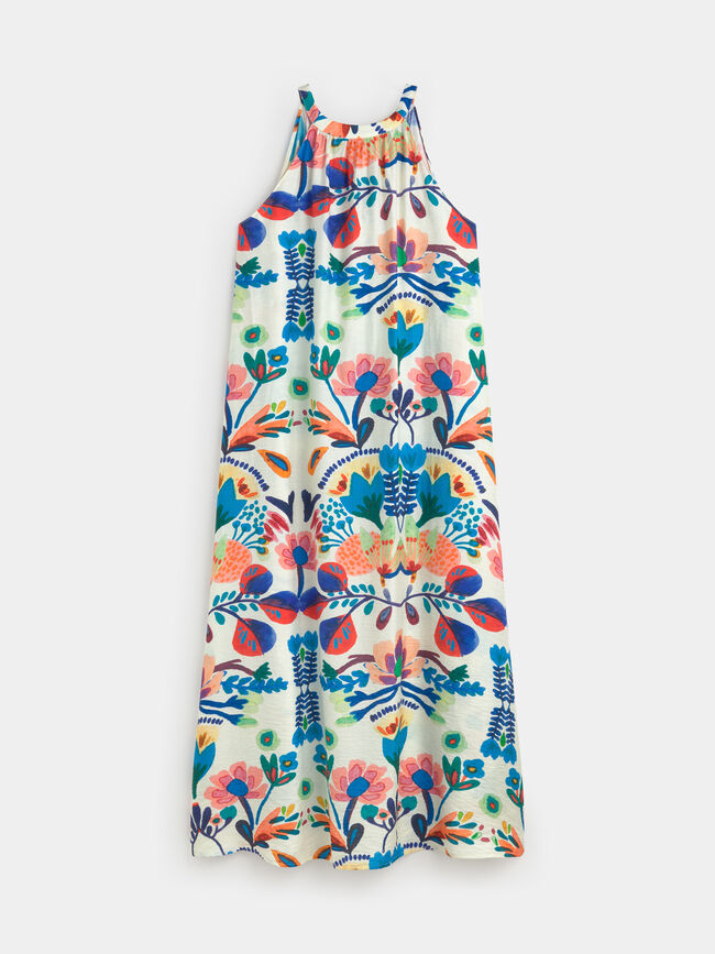 VESTIDO HALTER ESTAMPADO Crudo