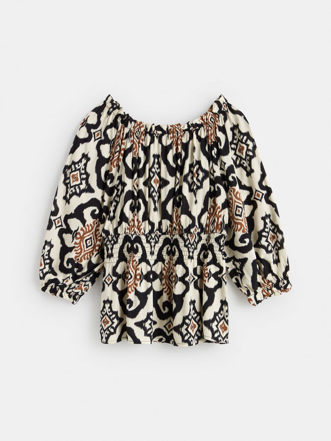 BLUSA ESTAMPADA GOMA Negro