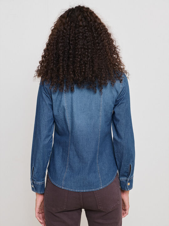 CAMISA VAQUERA BASICA Mid Blue Wash image number null