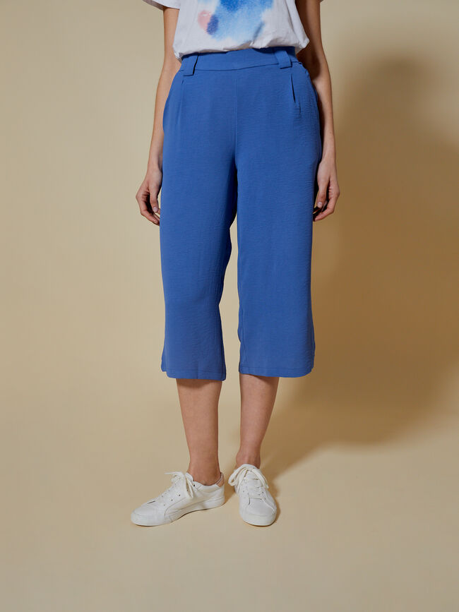 Pantalón culotte fluido Azul Ceruleo