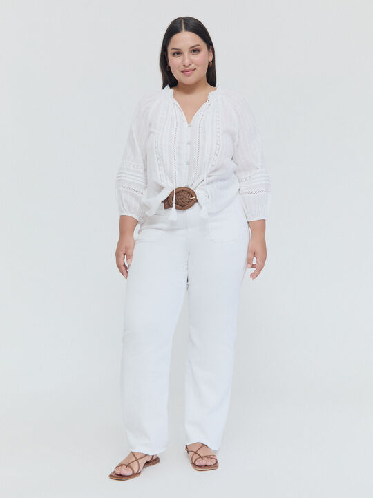 BLUSA PUNTILLAS BOTONES Blanco Optico image number null