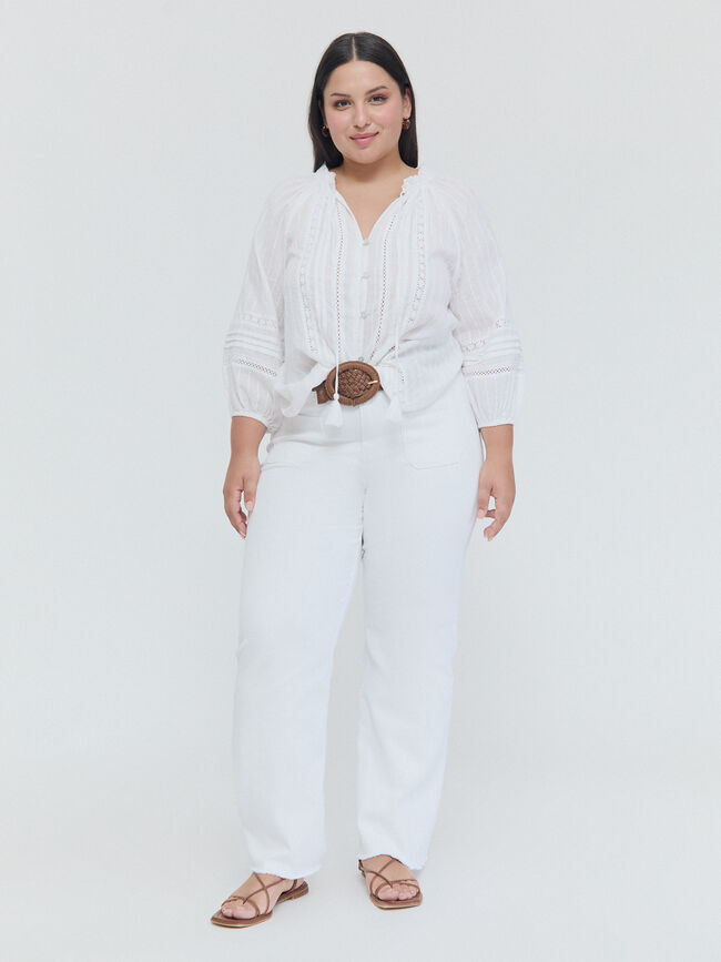 BLUSA PUNTILLAS BOTONES Blanco Optico