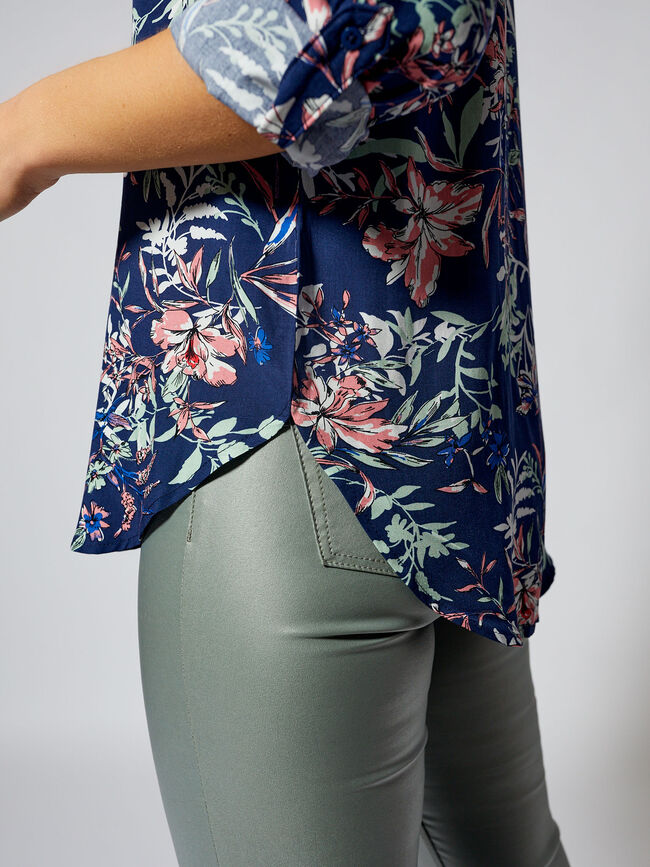 blusa visco print marino claro
