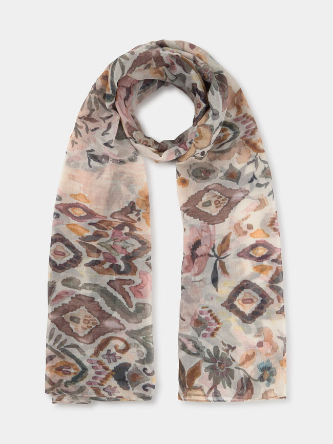 PAÑUELO ESTAMPADO FLORAL Crudo