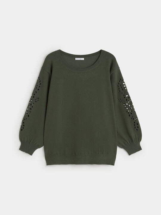 JERSEY MANGAS BORDADAS Musgo image number null