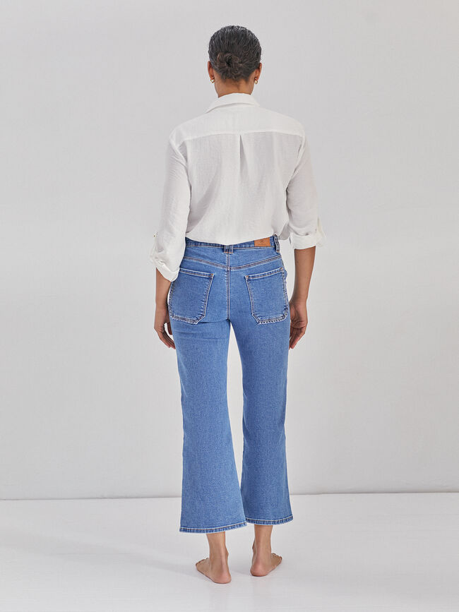 Pantalon detalle tweed Mid blue