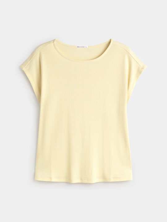 CAMISETA HOMBRO CAIDO Amarillo Pastel image number null