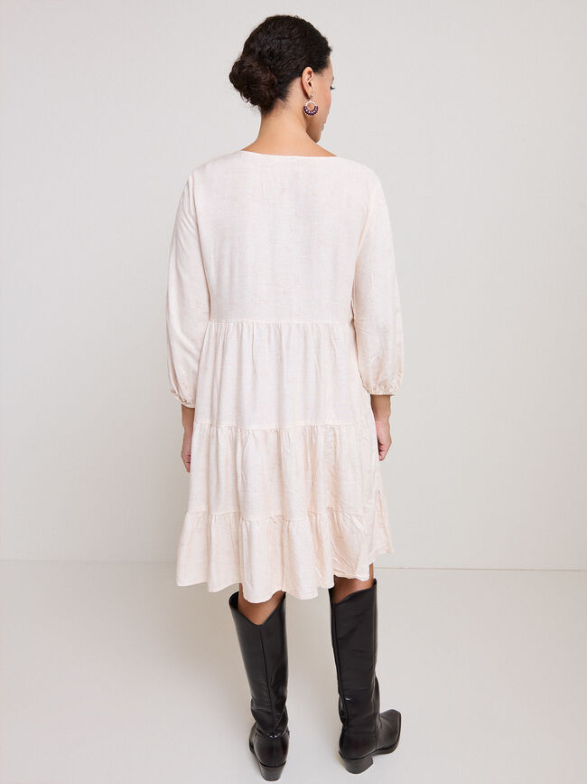 VESTIDO  CORTO PECHERA Crudo