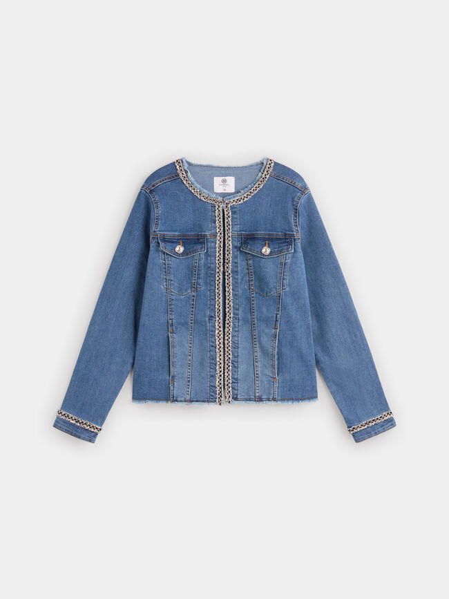Chaqueta detalle tweed Mid blue