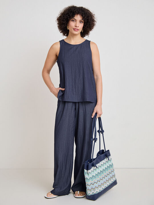 PANTALON EFECTO DENIM Azul Marino image number null