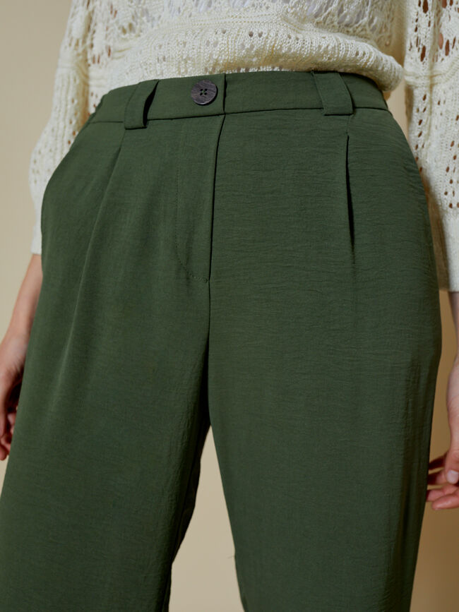 Pantalón palazzo fluido Kaki