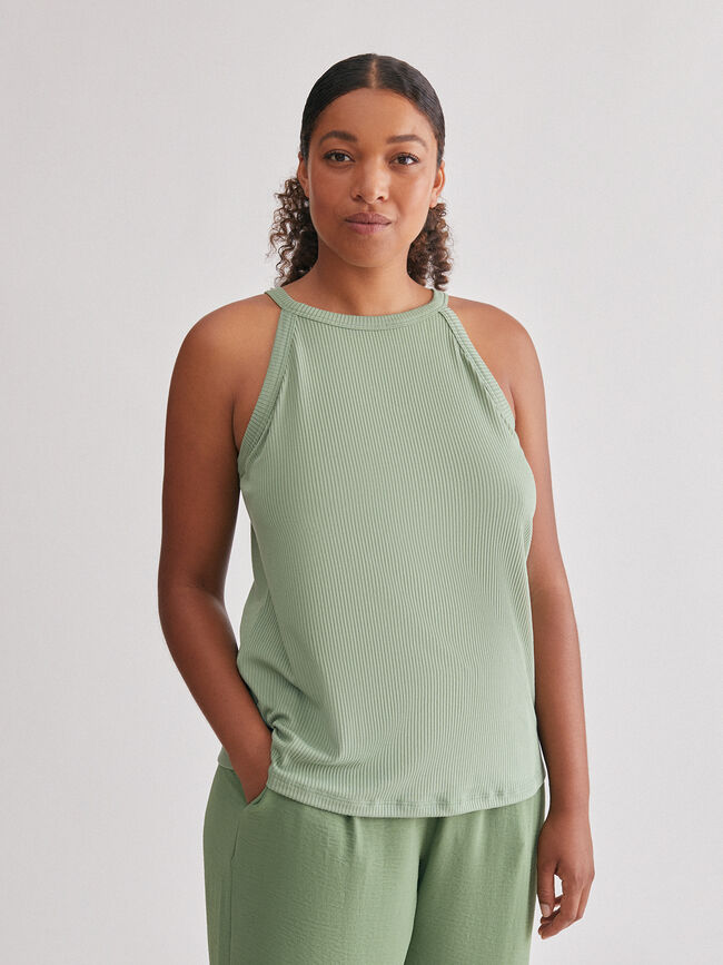 top halter canalé Jade Claro