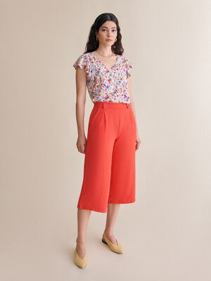 Pantalón culotte fluido Coral image number null