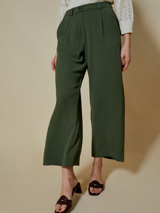Pantalón palazzo fluido Kaki