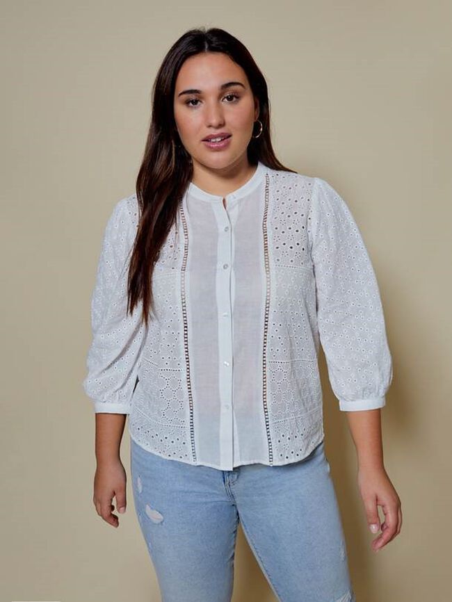 Blusa fluida bordada Blanco Optico