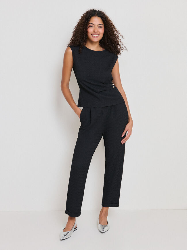 CAMISETA APLIQUE CRINKLE ROMBO Negro