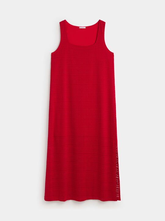 VESTIDO EYELET ROJO Rojo image number null