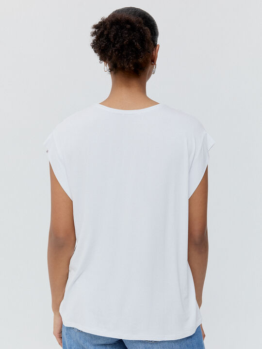 CAMISETA RAYAS PLATEADAS Blanco Optico image number null