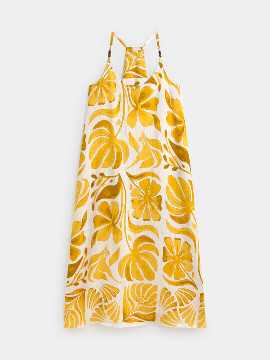 VESTIDO ESTAMPADO Mostaza image number null