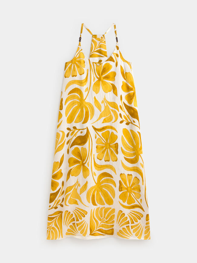VESTIDO ESTAMPADO Mostaza