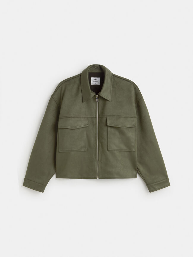 CHAQUETA ANTELINA CREMALLERA verde militar