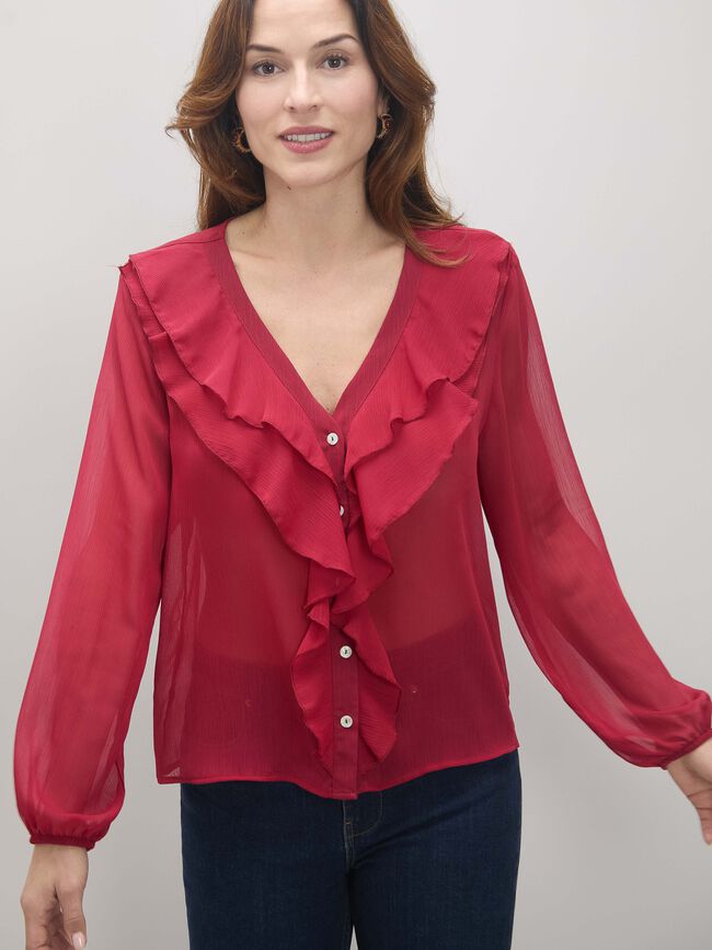 blusa volantes Rojo