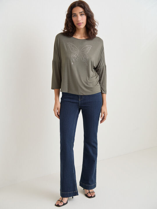 CAMISETA MARIPOSA BRILLANTE Kaki image number null