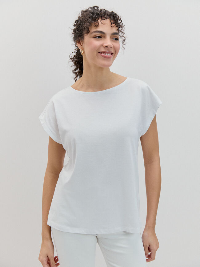 CAMISETA HOMBRO CAIDO Blanco Optico