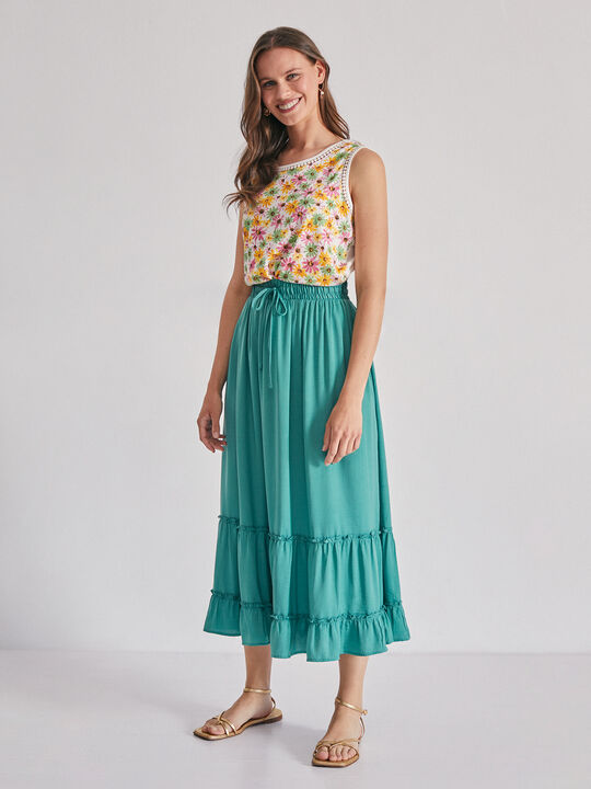 Falda fluida volantes Verde Viridian image number null