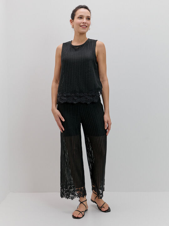 PANTALON DETALLE CROCHET Negro image number null