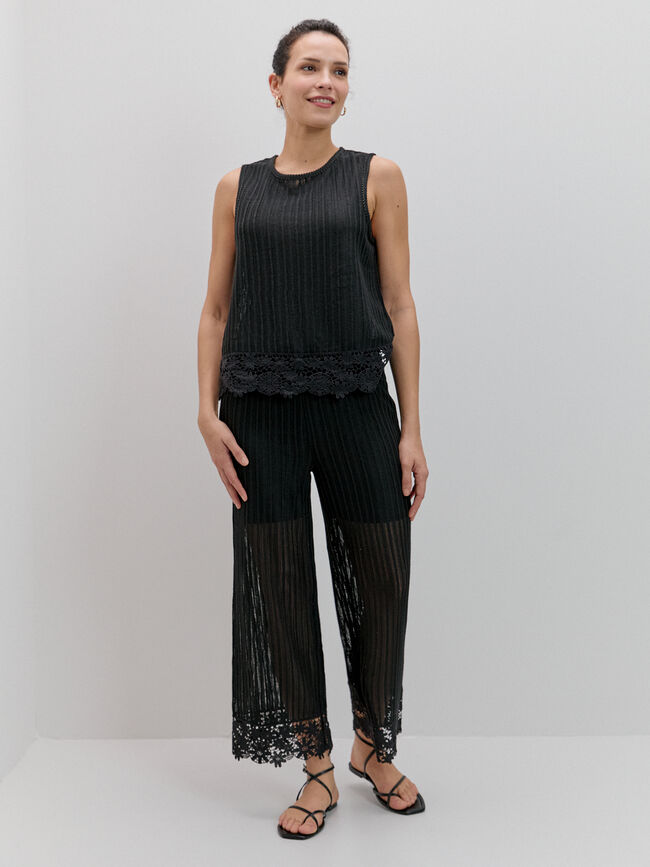 PANTALON DETALLE CROCHET Negro