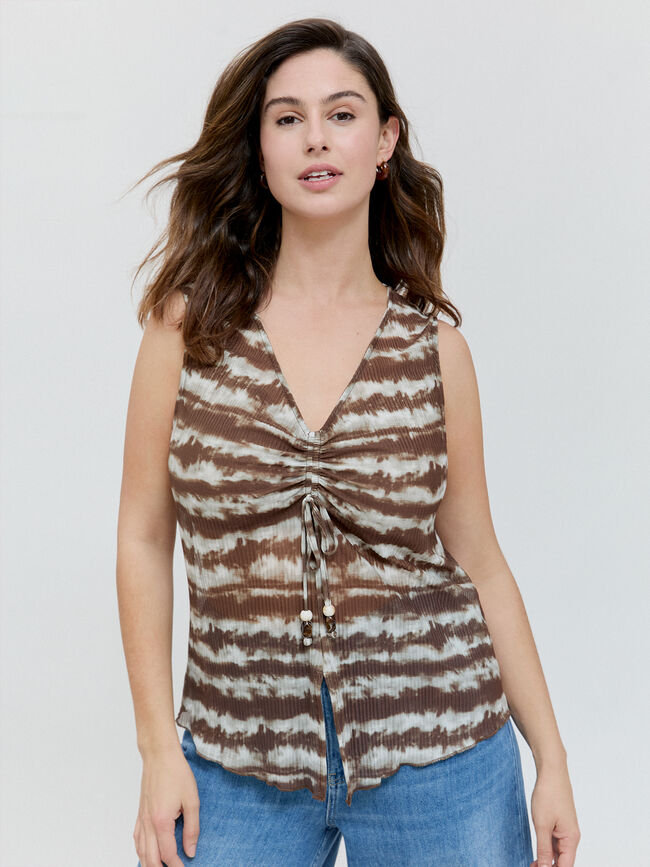 TOP PLISADO  FRUNCIDO Marron