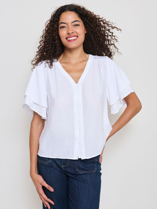 BLUSA MANGA VOLANTE Blanco Optico image number null