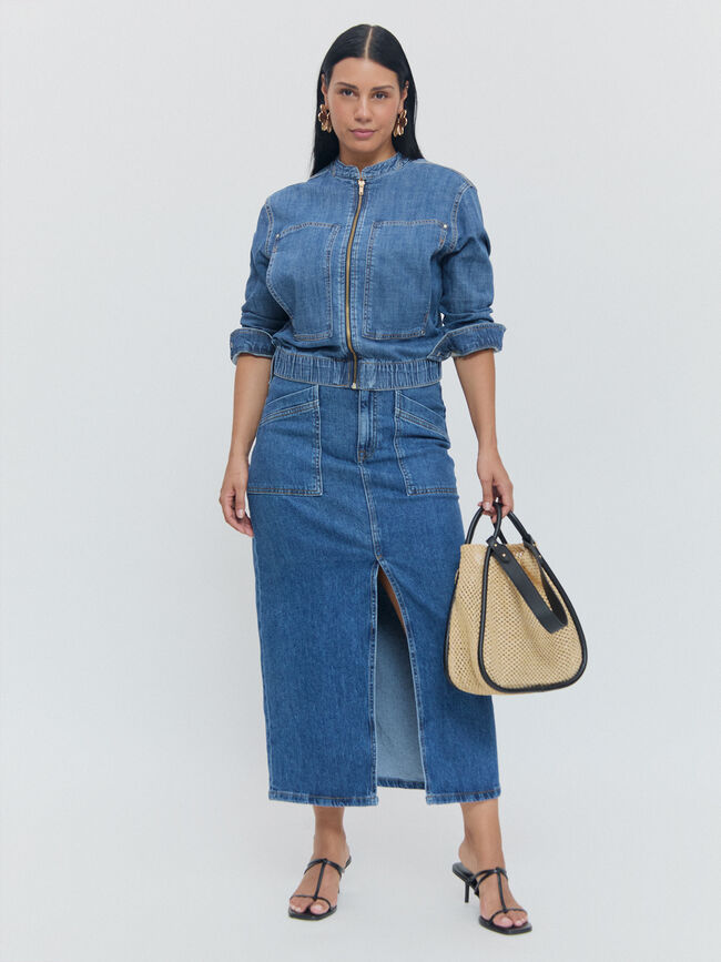 FALDA VAQUERA BOLSILLOS Mid blue