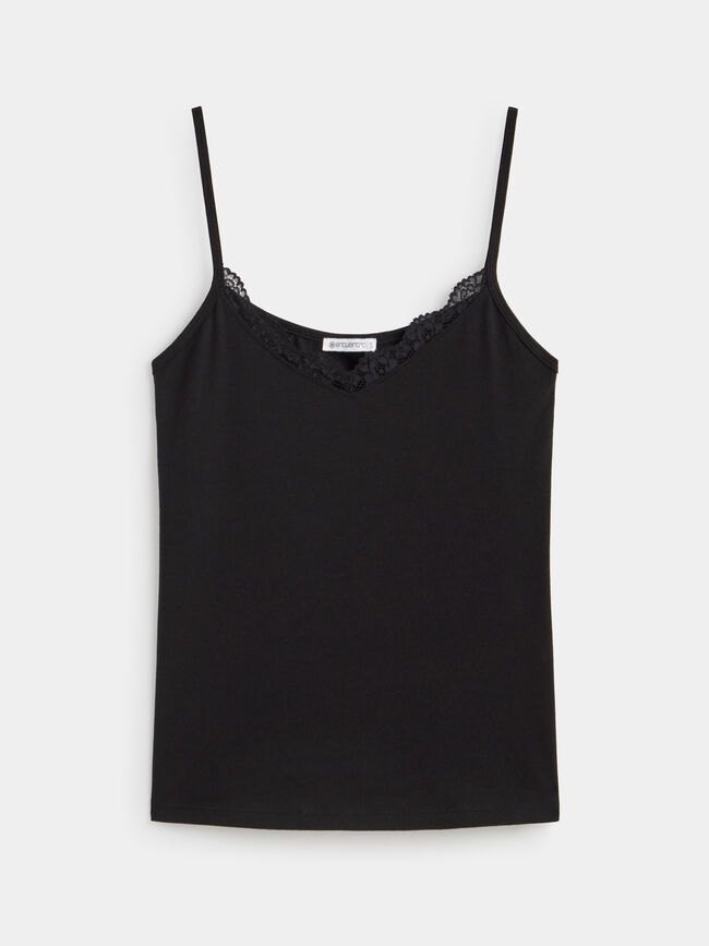 TOP PUNTILLA ALGODÓN Negro