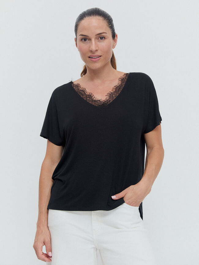 CAMISETA PUNTILLA Negro