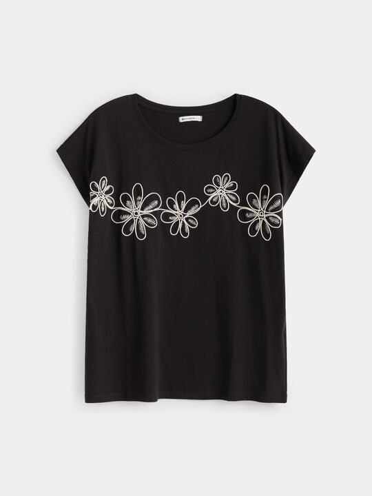 CAMISETA POSICIONAL FLORES Negro image number null