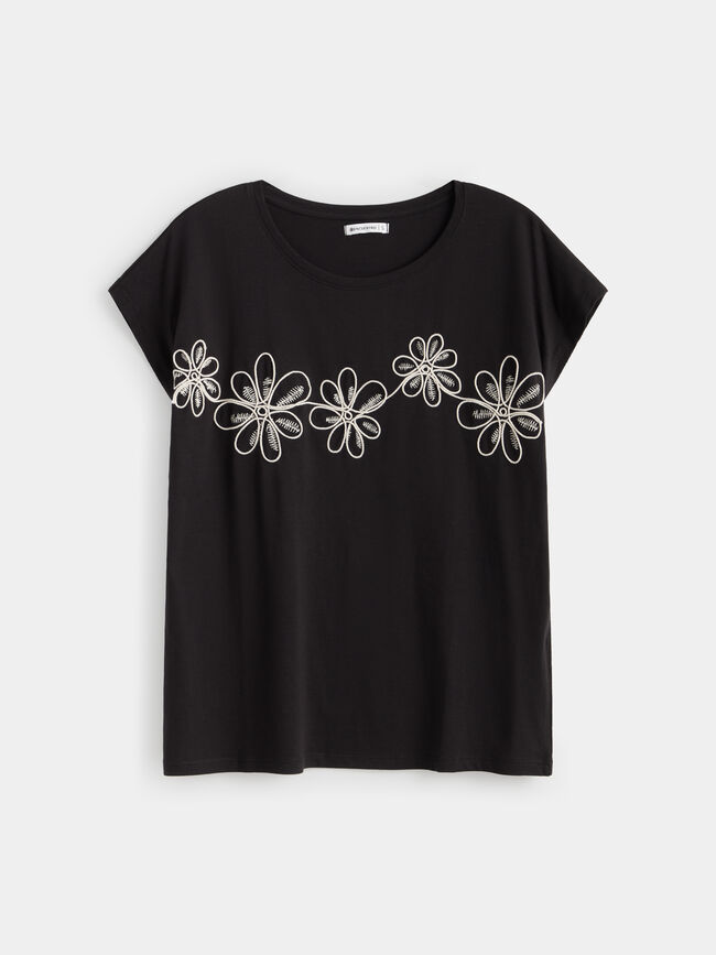 CAMISETA POSICIONAL FLORES Negro