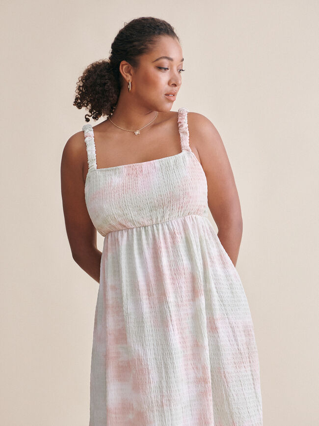 Vestido tirantes tie-dye Blanco Hueso