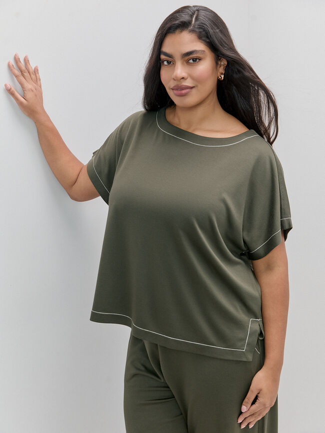 CAMISETA PESPUNTES kaki oscuro