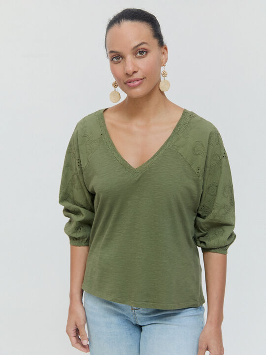 BLUSA BIMATERIA Blanco Hueso image number null