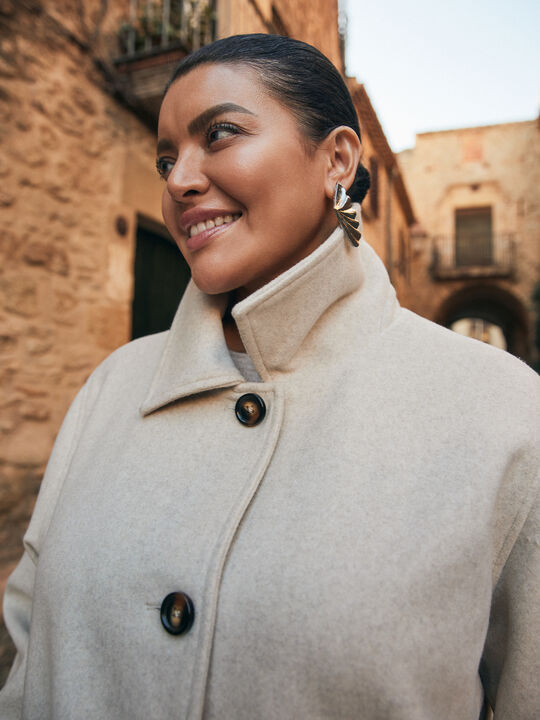 CHAQUETA PAÑO BASICA Crudo image number null