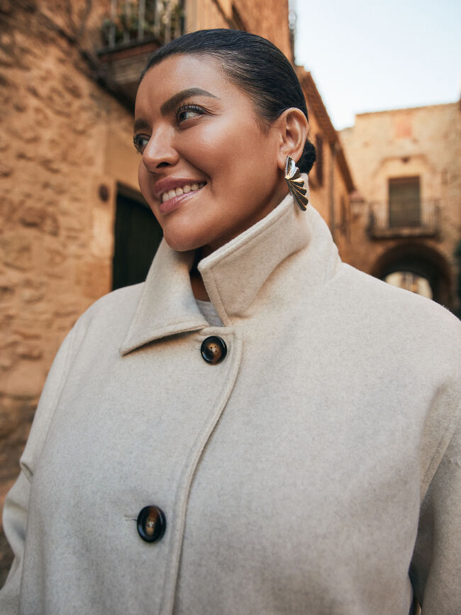 CHAQUETA PAÑO BASICA Crudo