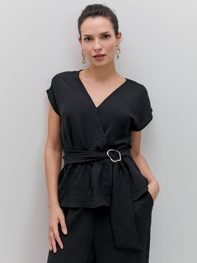 blusa cruzada joya Negro