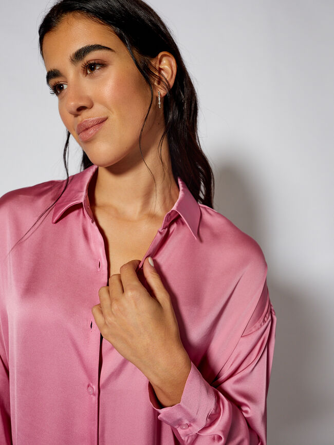 Blusa satén etampado Rosa Medio