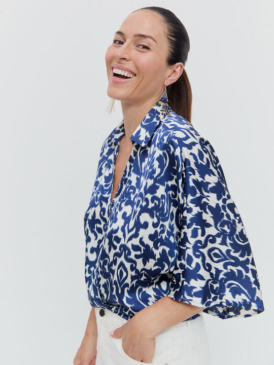 camisa japonesa Azul Marino image number null
